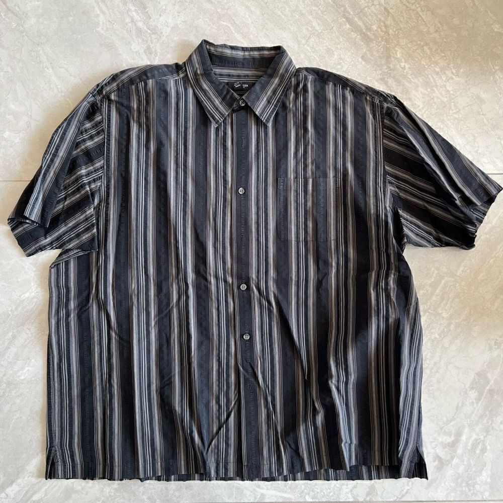 Van Heusen Grey Stripped Collared Button Up